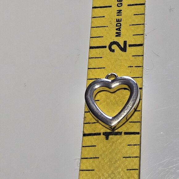 Silver Tone Open Heart Clear Rhinestone Dainty Charm Pendant - Picture 4 of 9